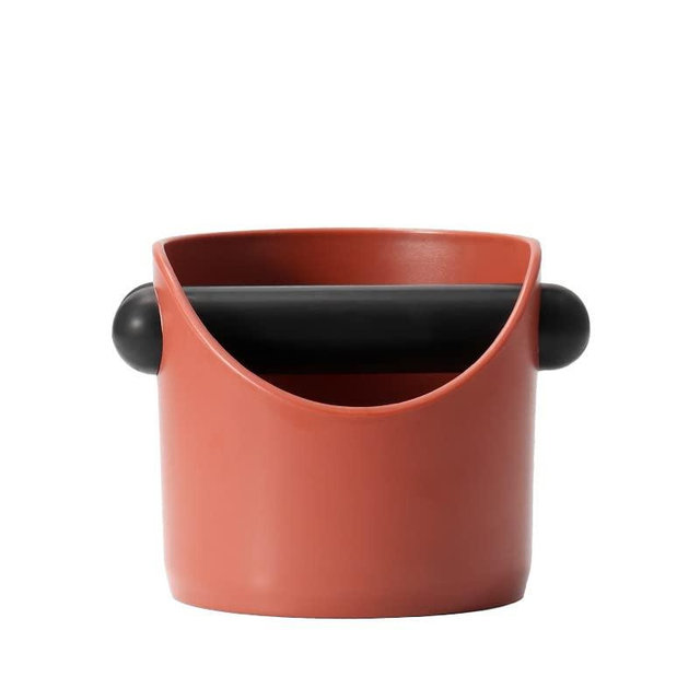 Coffee Knock Box, 4.6 in, Barista Style Espresso Grounds Knock Box, Removable Plastic Knock Rod, Non-Slip Base, Espresso Maker Accessory (Caramel)