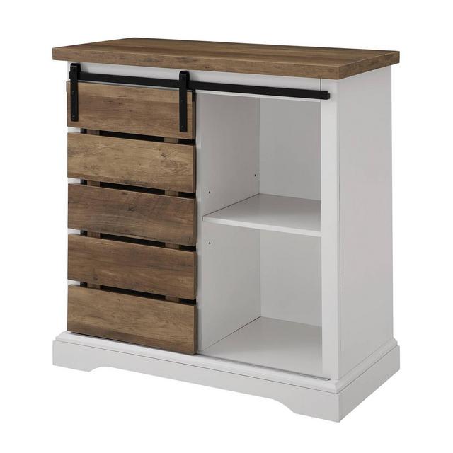 32" Rustic Farmhouse Buffet White/Rustic Oak - Saracina Home