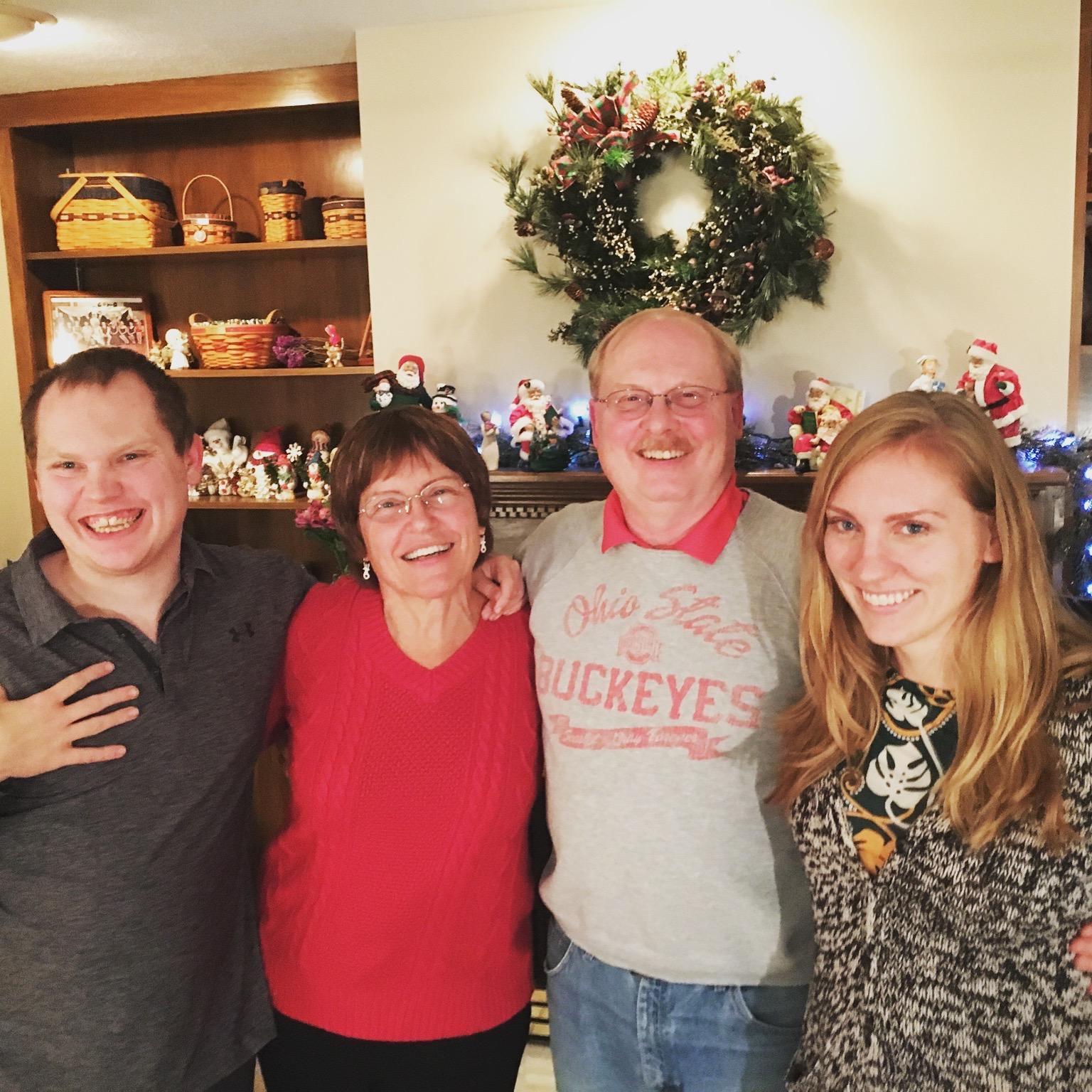 My parents and brother at Christmas.