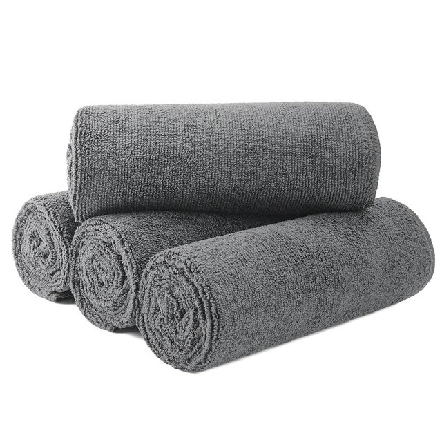MICROFI New Microfiber Hair Drying Salon Towels, Quick Dry, Lint Free, 4 Pack (Gray, 16'' x 29'')
