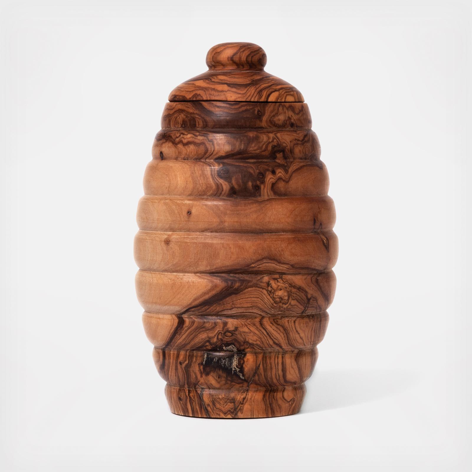 Olive Wood Honey Pot - Thumbnail 4