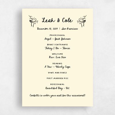 Cream, Beige Wedding Program - Gilda