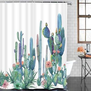 Smurfs Yingda Bathroom Shower Curtain Tropical Cactus Shower Curtains with 12 Hooks, Cactus Flowers Blossom Bath Curtain Durable Waterproof Fabric Bathroom Curtain (Cactus, 70&quot; L × 69&quot; W)