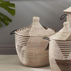Graphic Printed Basket, Black/White, Oversized