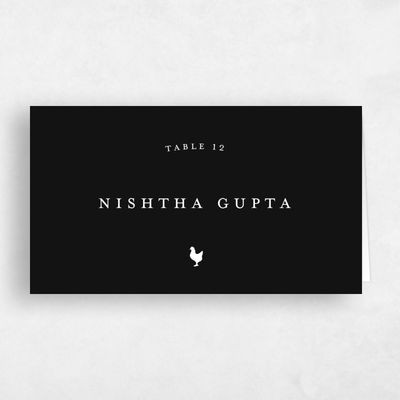 Black Wedding Place Card - Marvis Chicken
