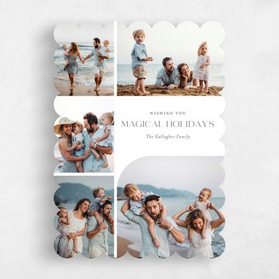 White Scalloped Holiday Card - Paige