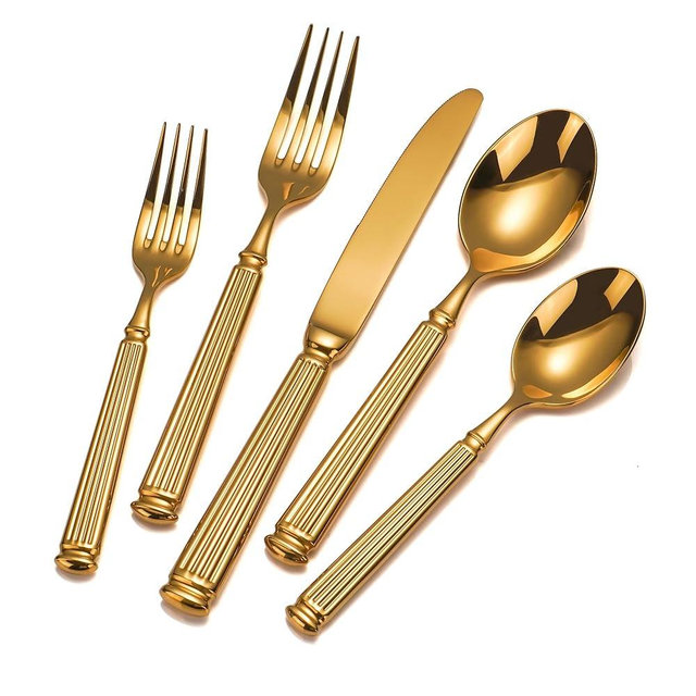 20-Piece Heavy Duty Gold Silverware Set for 4, 18/10 Stainless Steel Flatware Gold, Extra Thick Heavy Weight, Ideal for Wedding Gift