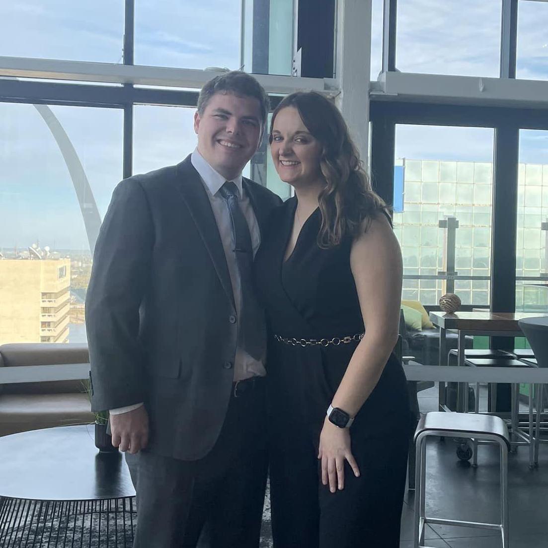 Jim quickly became Alena's plus one to all her law school events! Here's us getting drinks at Bar 360 before Casino Night at SLU Law.