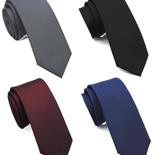 ZENXUS Skinny Solid Ties for Men, 2.5 inch Slim Plain Neckties 4-Pack