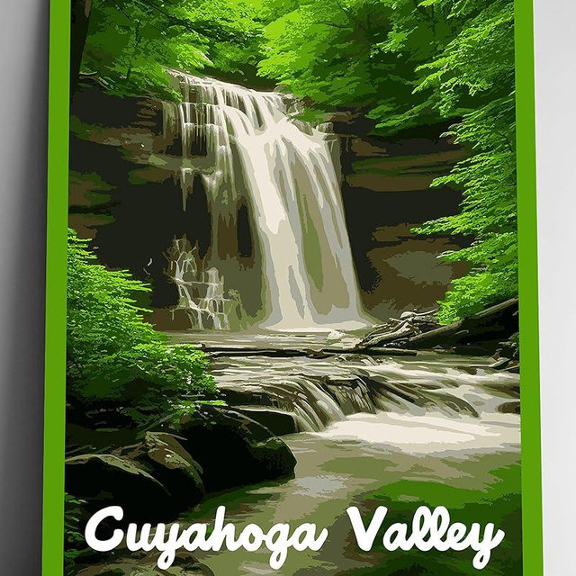 GO SEE DESIGN Cuyahoga Valley National Park Modern Style Travel Poster - 8x10-12x18-18x24-24x36 / 4x6 Postcard Designer Series Art Print USA United States Wall Art Ohio (12x18 Inch Poster)