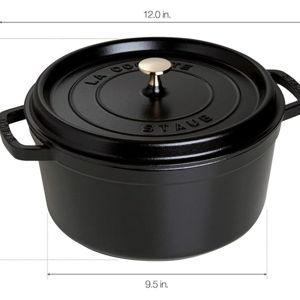 STAUB Cast Iron Dutch Oven 4-qt Round Cocotte, Made in France, Serves 3-4, Matte Black