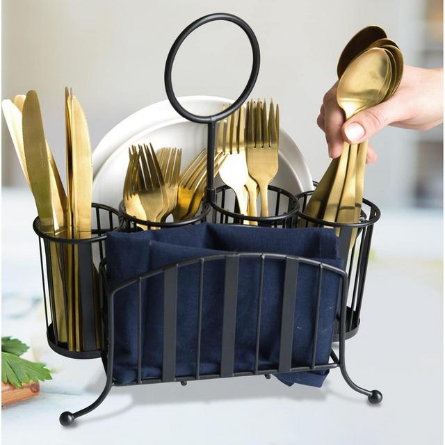Home Intuition Picnic Caddy - Silverware Caddy Utensil Holder for Party - Cutlery and Flatware Holder for Outdoor Table, Camping, BBQ, Countertop
