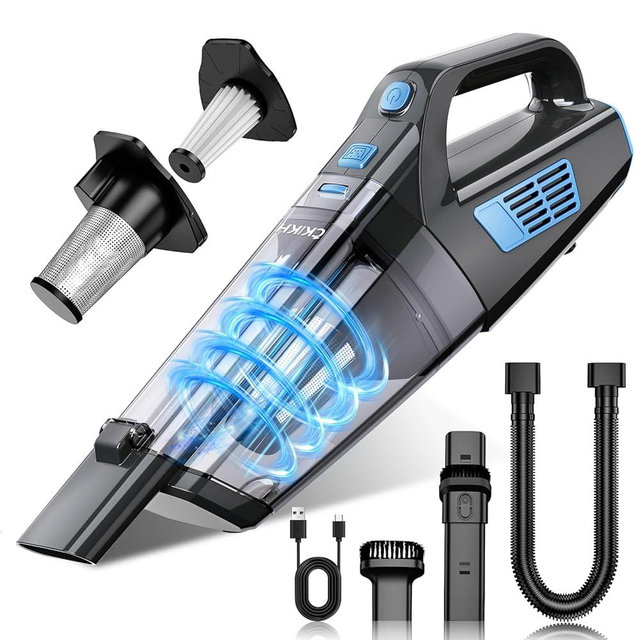 CKIKH Handheld Vacuum Cordless, 15000PA Strong Suction Hand Held Car Vacuum Cleaner Portable with Multi-Nozzles & Washable Filter, Lightweight Dust Busters Rechargeable for Home, Car, Office, Pets