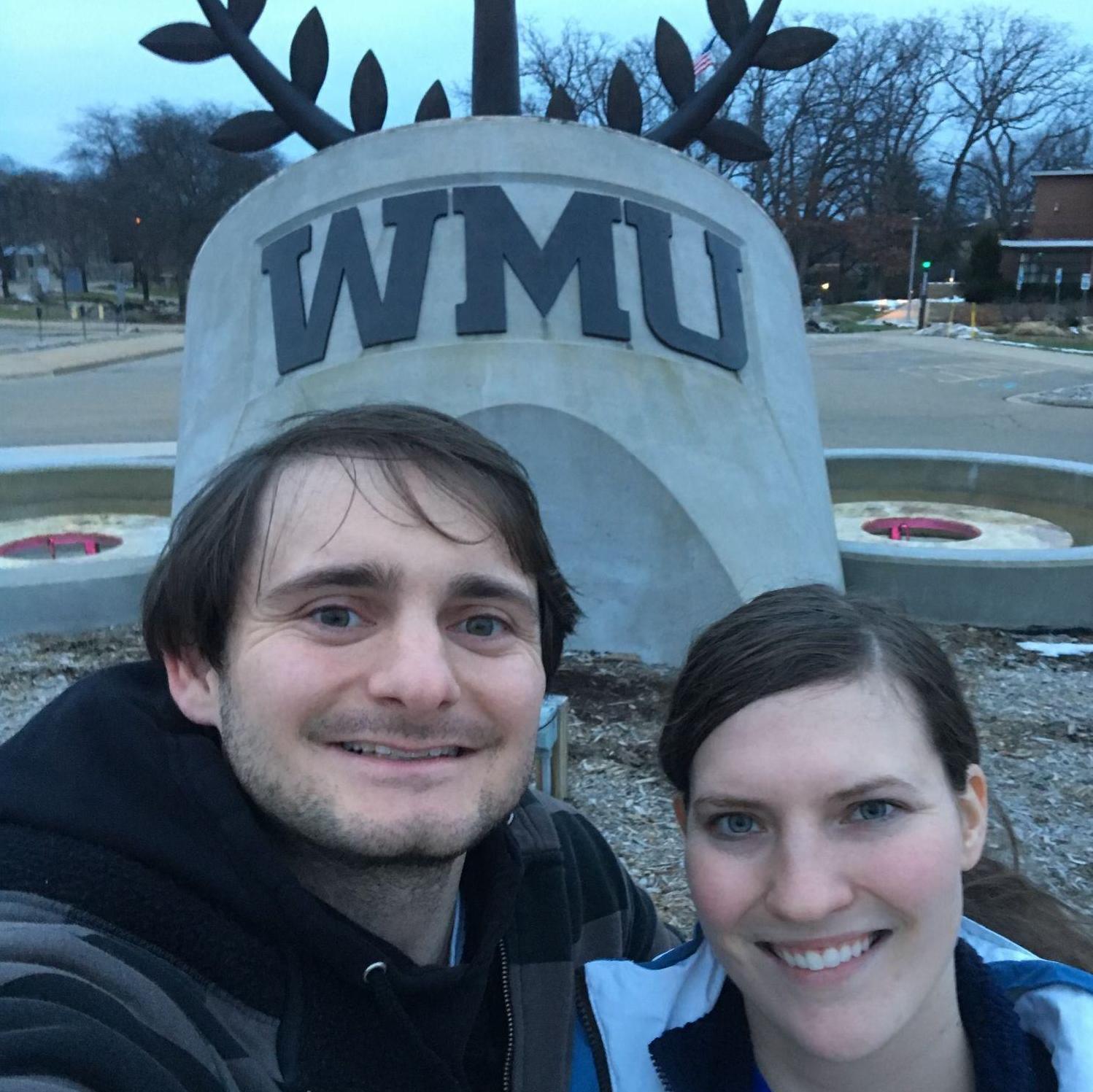 Walking the campus of Eric's alma mater, Western Michigan University, in Kalamazoo, Michigan January 2017