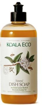 Koala Eco Natural Dish Soap - Plant-Based, Eco-Friendly - with Australian Lemon Myrtle & Mandarin Essential Oil - DSH - 16oz