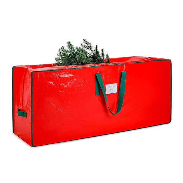 KRYSTY Christmas Tree Storage Bag - Fits Up to 7.5 Foot Xmas Holiday Tree, Zippered Bag, Carry Handles, Durable Waterproof Material, Protects Against Dust and Moisture, Red