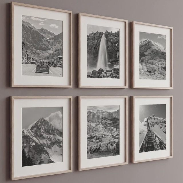 Telluride Wall Art Set of 6, Landscape Poster Prints with Mountain, Waterfall, Ski Lift
