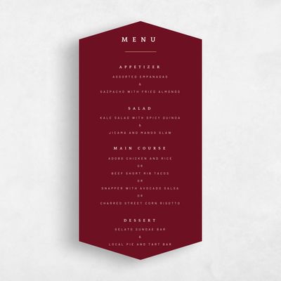 Red Diamond Wedding Menu - Corwin Foil