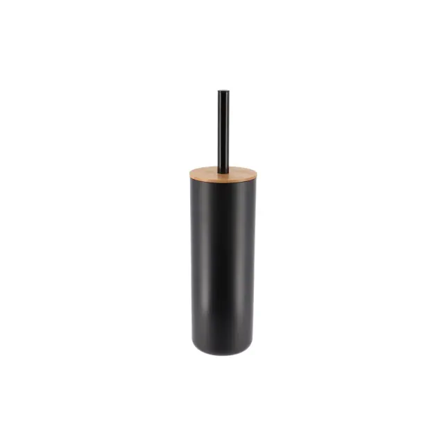 Evideco French Home Goods Black Toilet Brush and Holder Set Padang with Bamboo Top - Stylish Bathroom Cleaning Solution for Modern Homes