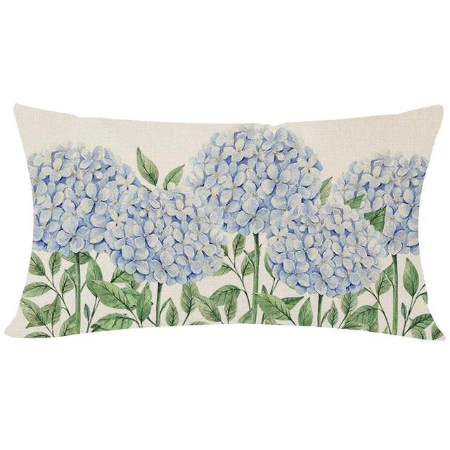PANDICORN Blue Hydrangea Spring Throw Pillow Covers 12x20 Inch Outdoor Spring Summer Decor Farmhouse Floral Lumbar Decorative Throw Pillows Cases Decorations for Couch Sofa Porch