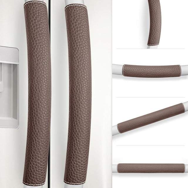 Rikzor Refrigerator Handle Covers, 6 PCS, Adjustable Appliance Handle Covers, Keep Your Kitchen Clean, Microwave Oven Stove Dishwasher Handle Protector, Non Slip Fridge Handle Cover (Dark Brown)