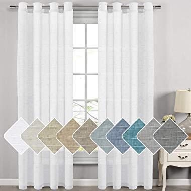 H.VERSAILTEX Extra Long Linen Curtains Window Treatments for Living Room/Rich Linen Sheer Curtain Panels and Drapes, Classic Nickel Grommet Extra Long Curtains, 52 by 108 Inch, 2 Panels