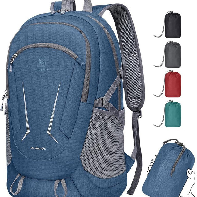 MIYCOO Backpack - Ultra Lightweight Packable Backpack for Travel Camping, 45L Hiking Back Pack Waterproof Foldable Daypack for Men Women Blue
