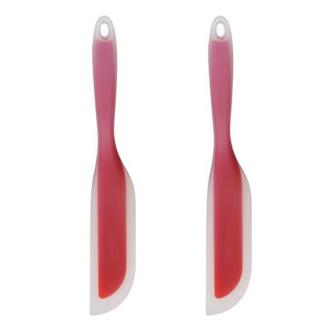 Nonstick Silicone Knife Shaped Flexible Kitchen Spatula Scraper Turner,Kitchen Cooking Utensils With Nylon Core(Red(Set of 2))