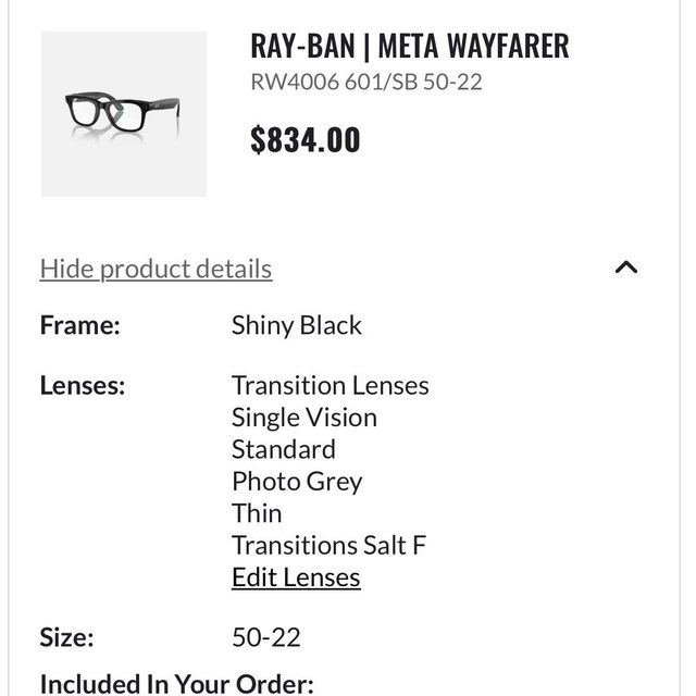 Ray-Ban Meta Wayfairer AI Transition Glasses
