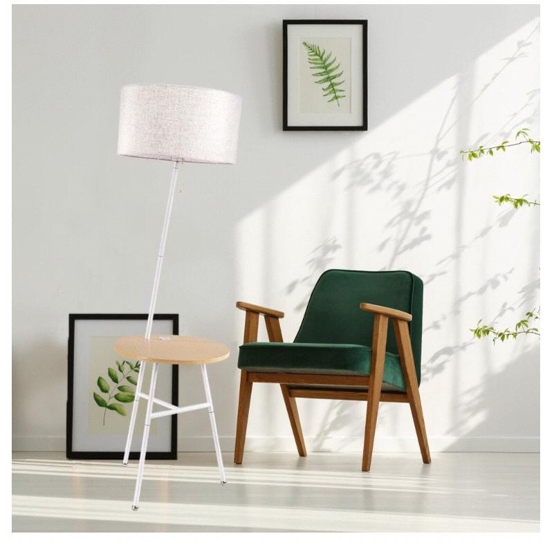 Tripod Floor Lamp Side Table (White)
