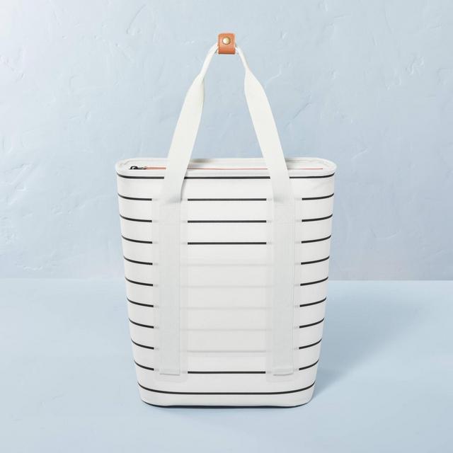 Portable 19qt Soft-Sided Striped Cooler Cream/Dark Gray - Hearth & Hand™ with Magnolia