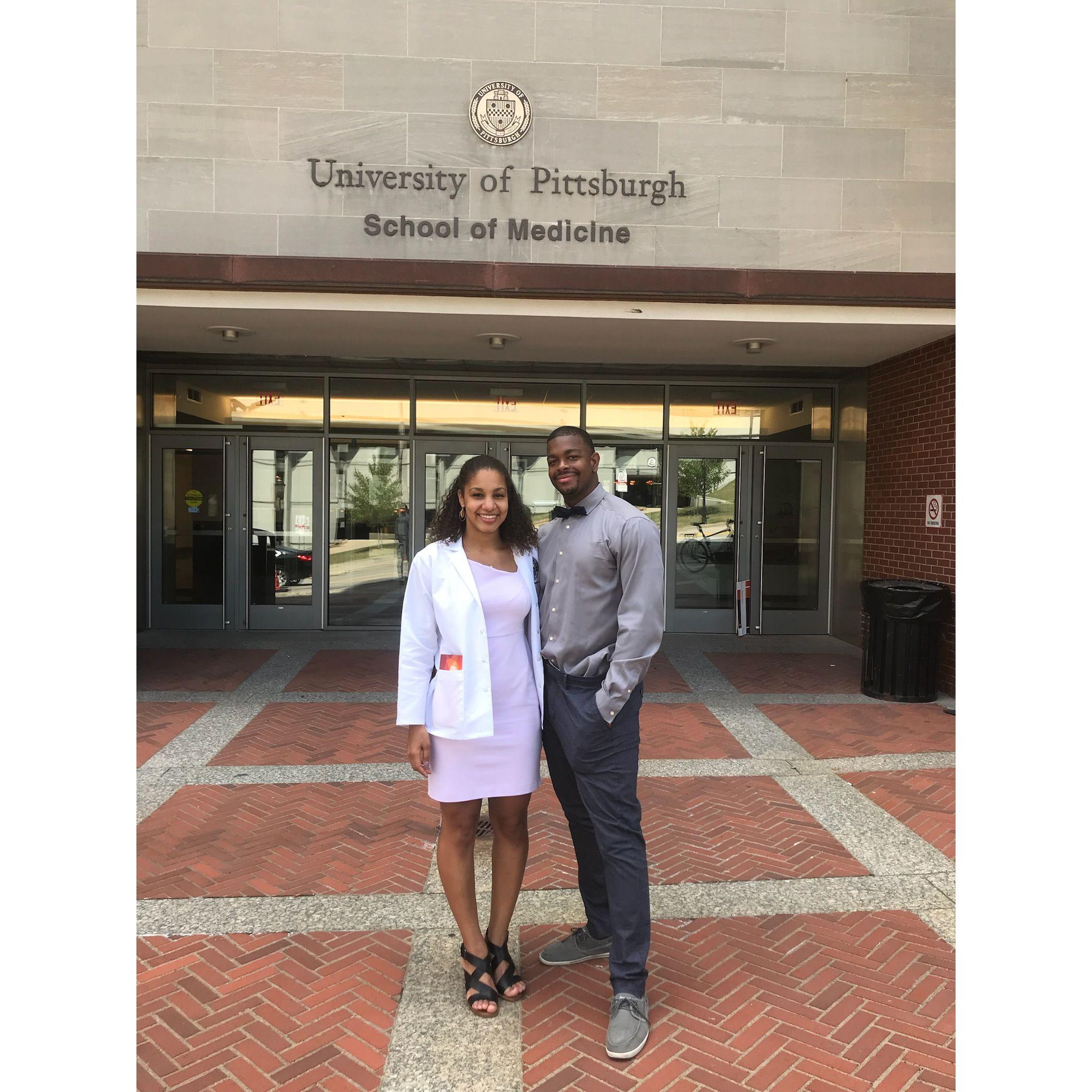 Caroline's white coat ceremony before starting medical school in 2019.