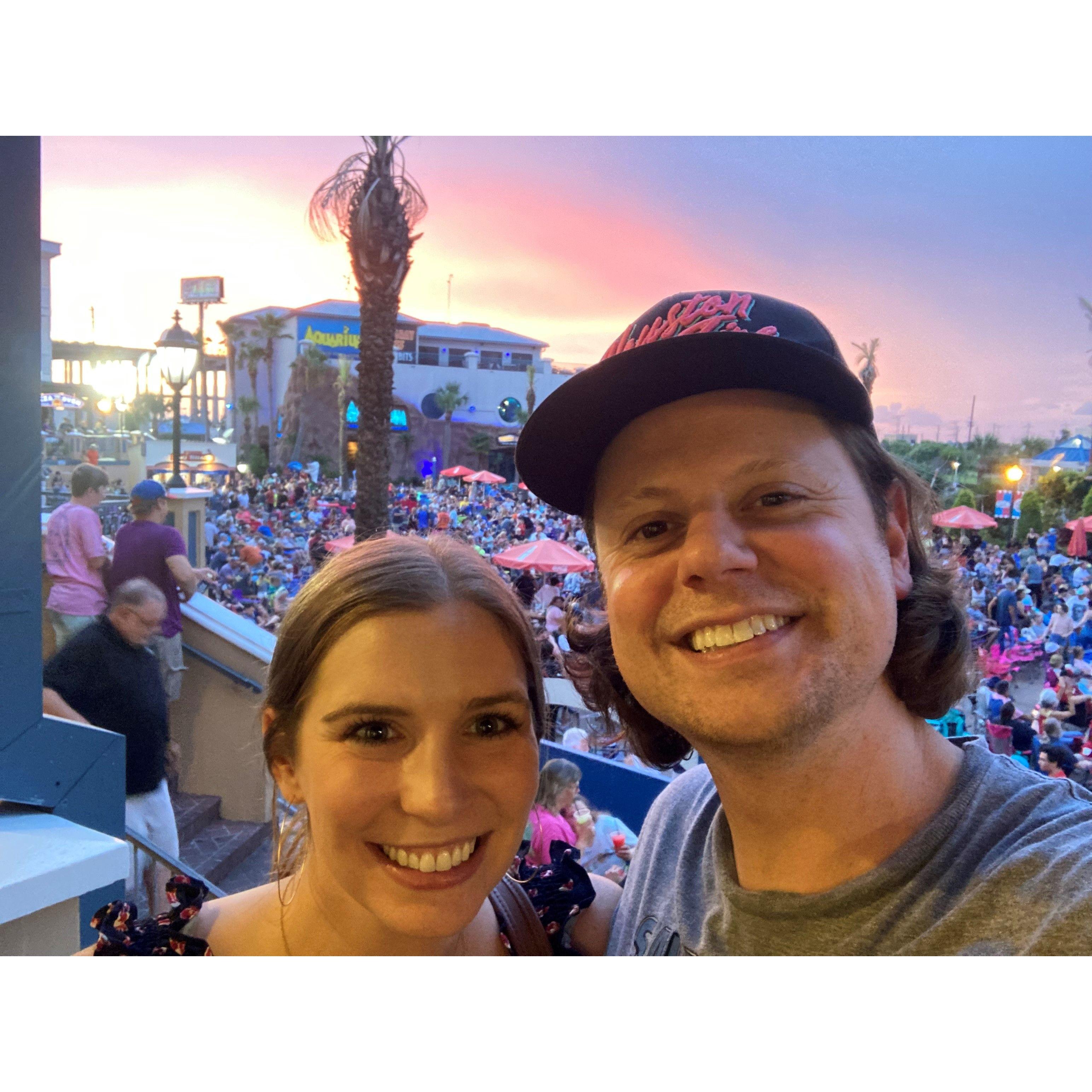 One of our first dates at Kemah's Rock the Dock, look at that hairrrrrr!