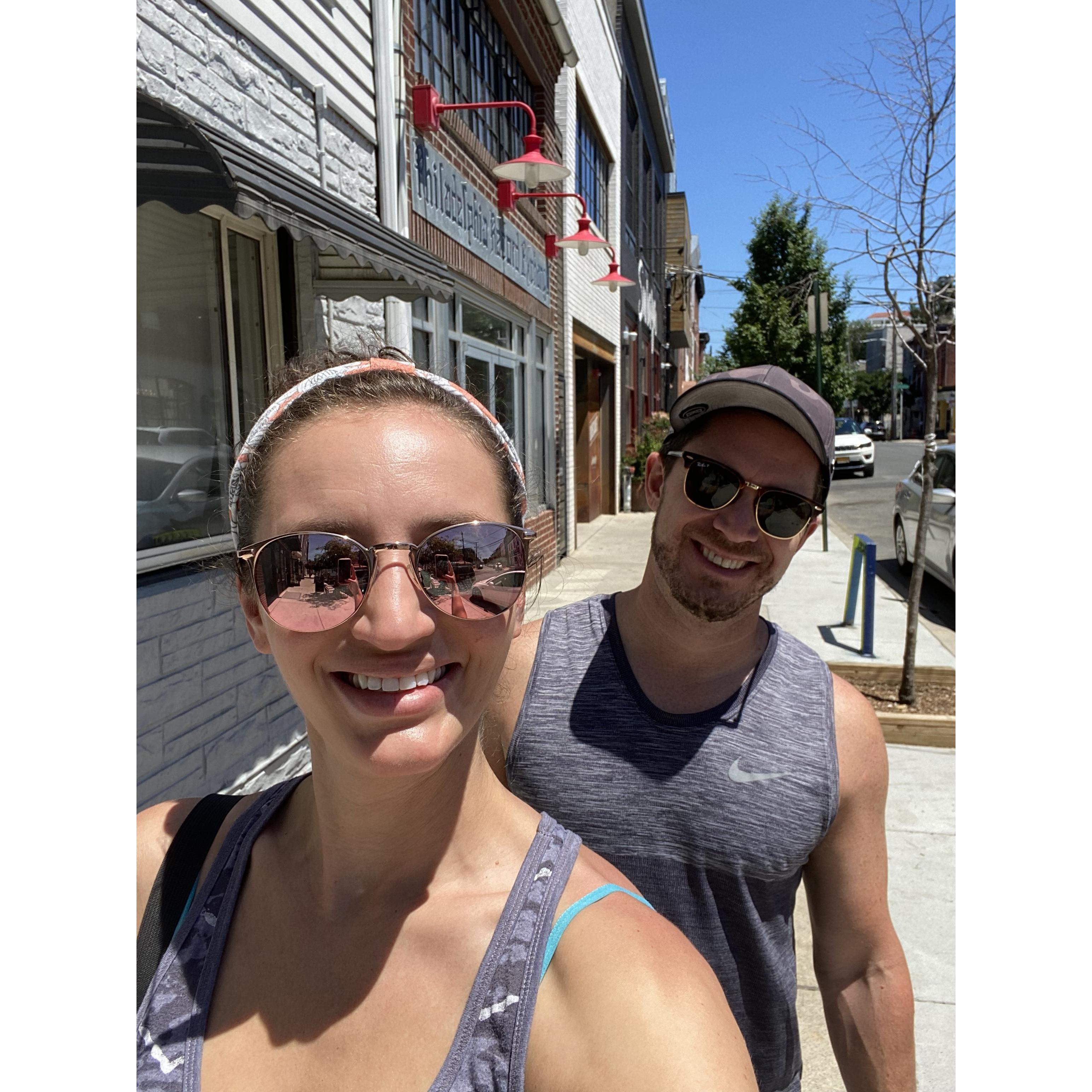 Cruising down Frankford Ave in our hood after a work out trying to find some brunch.