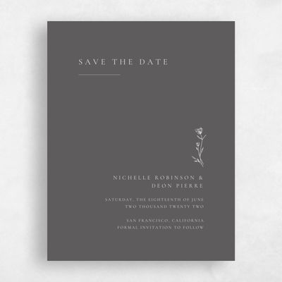 Charcoal, Grey Wedding Save the Date - Brantley Bloom