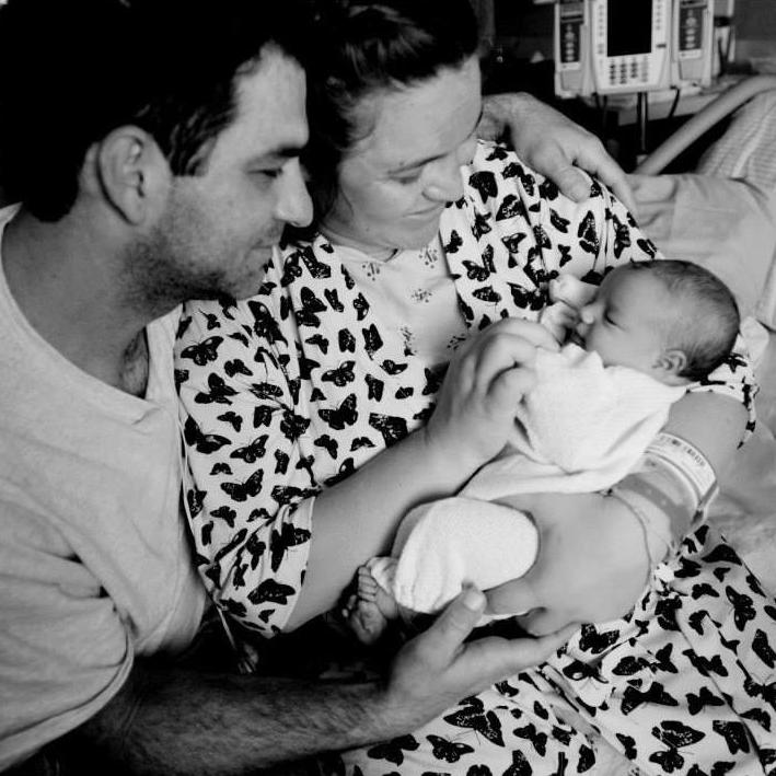 With our baby, Scarlett Lee Oliver. April 2015. Photograph by Henrietta Wildsmith.
