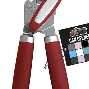 The Original GORILLA GRIP Heavy Duty Stainless Steel Smooth Edge Manual Can Opener and Bottle Openers, Soft Ergonomic Handle, Oversized Handheld Easy Turn Knob, Multifunctional Kitchen Tool, Red