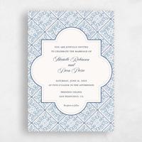 Blue Wedding Invitation - Como Portrait
