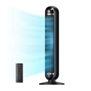 DREO - Tower Fan, 27ft/s Velocity Quiet Floor Fan, 90° Oscillating Fans for Indoors with 8 Speeds, Remote Control, Nomad DC - Black