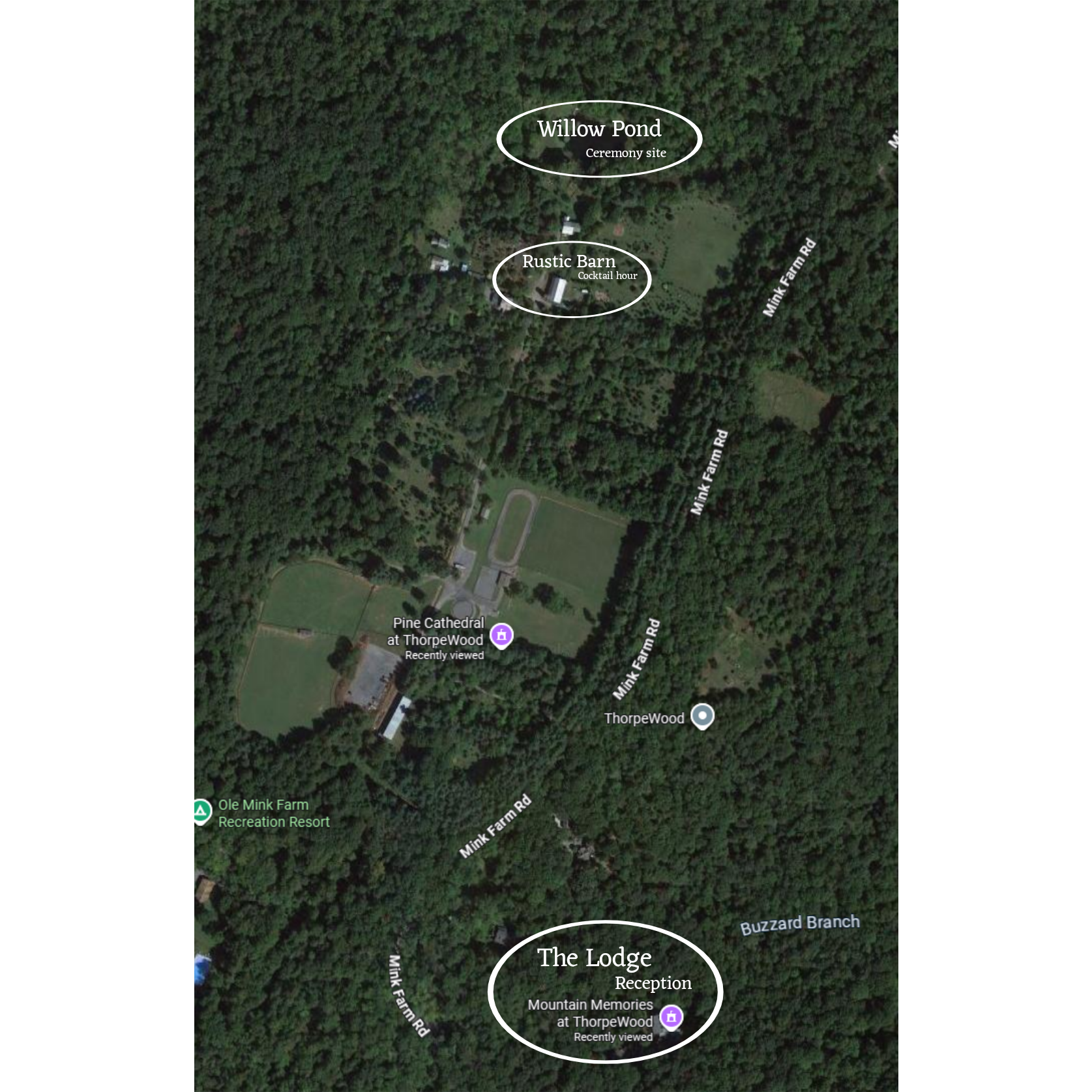 ThorpeWood property map (sites marked)