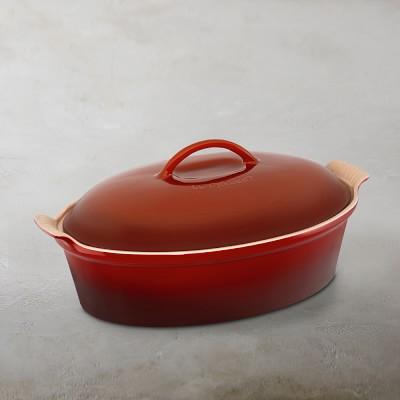 Le Creuset Heritage Stoneware Oval Covered Casserole - Color Red