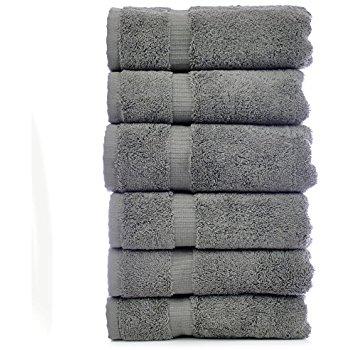 Chakir Turkish Linens Turkish Cotton Luxury Hotel & Spa Bath Towel, Hand Towel - Set of 6, Gray