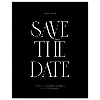 Black Wedding Digital Save the Date - Amberley Portrait