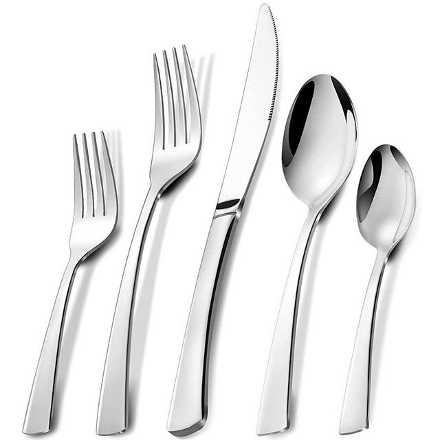 Silverware Set, APEO 20 Piece Flatware Set, Stainless Steel Cutlery Set, Service for 4, Square Handle, Tableware Set include Knife Fork Spoon, Mirror Finish, Dishwasher Safe