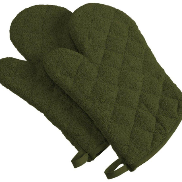 DII Basic Terry Collection 100% Cotton Quilted, Oven Mitt, Sage, 2 Piece
