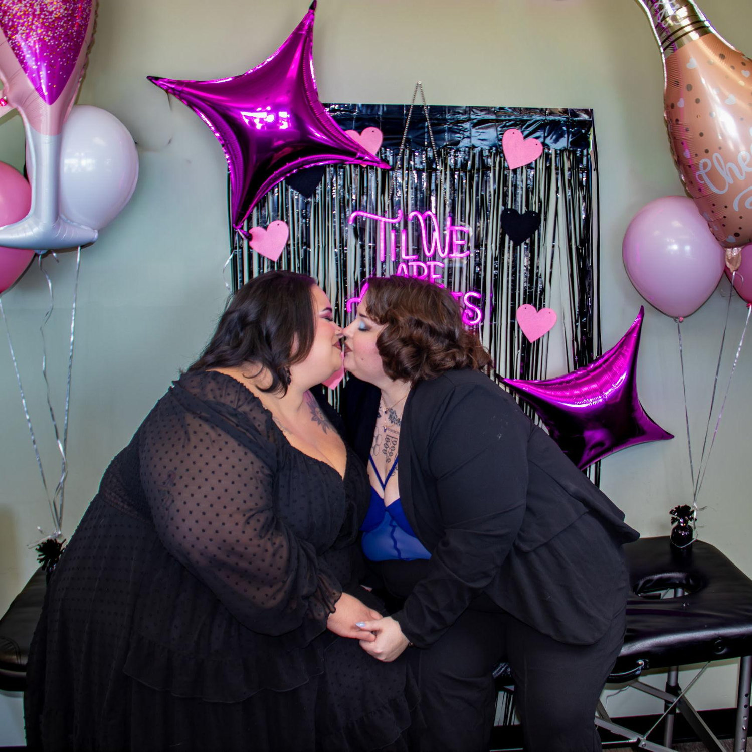 Engagement at our friend Jamie's tattoo parlor.