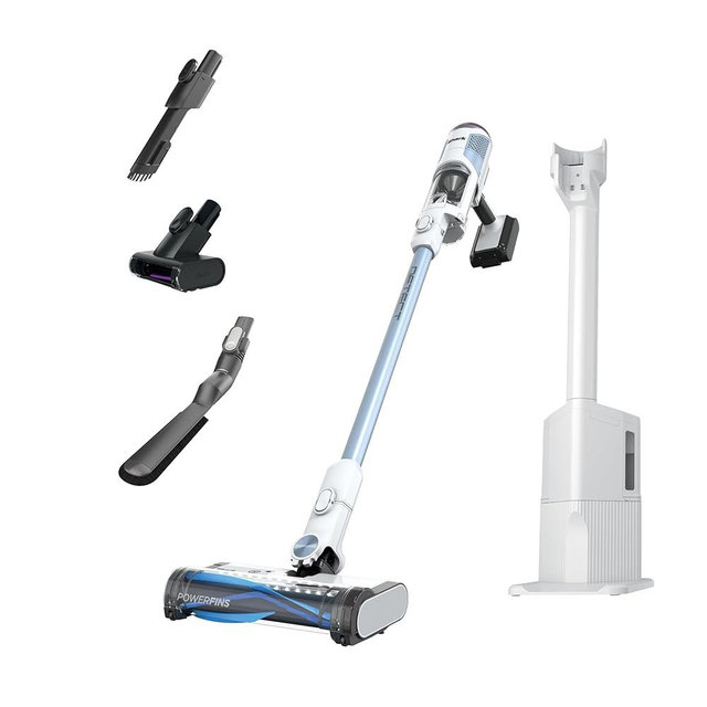 Shark Detect Clean & Empty | Lightweight Cordless Vacuum Cleaner with Auto-Empty System | HEPA Filter, Portable Handheld Attachment, Powerfins Brushroll | Cloudy Blue | IW4624