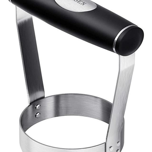 HULISEN Plain Edge Food Chopper, 3 Inch Manual Hand Chopper Dicer, Stainless Steel Round Handheld Food Cutter with Grip Handle, Chop Cabbage, Boiled Egg, Nut, Fruit, Vegetable, Meat for Salad