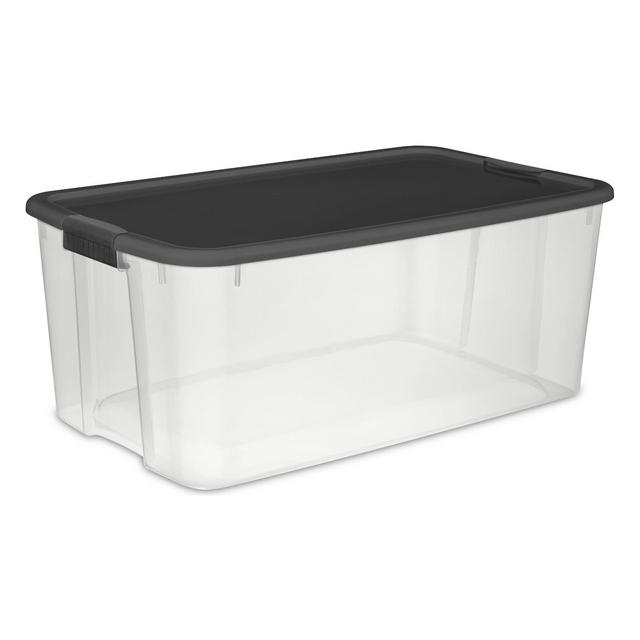 Sterilite 116 Qt Ultra Clear Latch Box Clear Base Flat Gray Lid and Latches