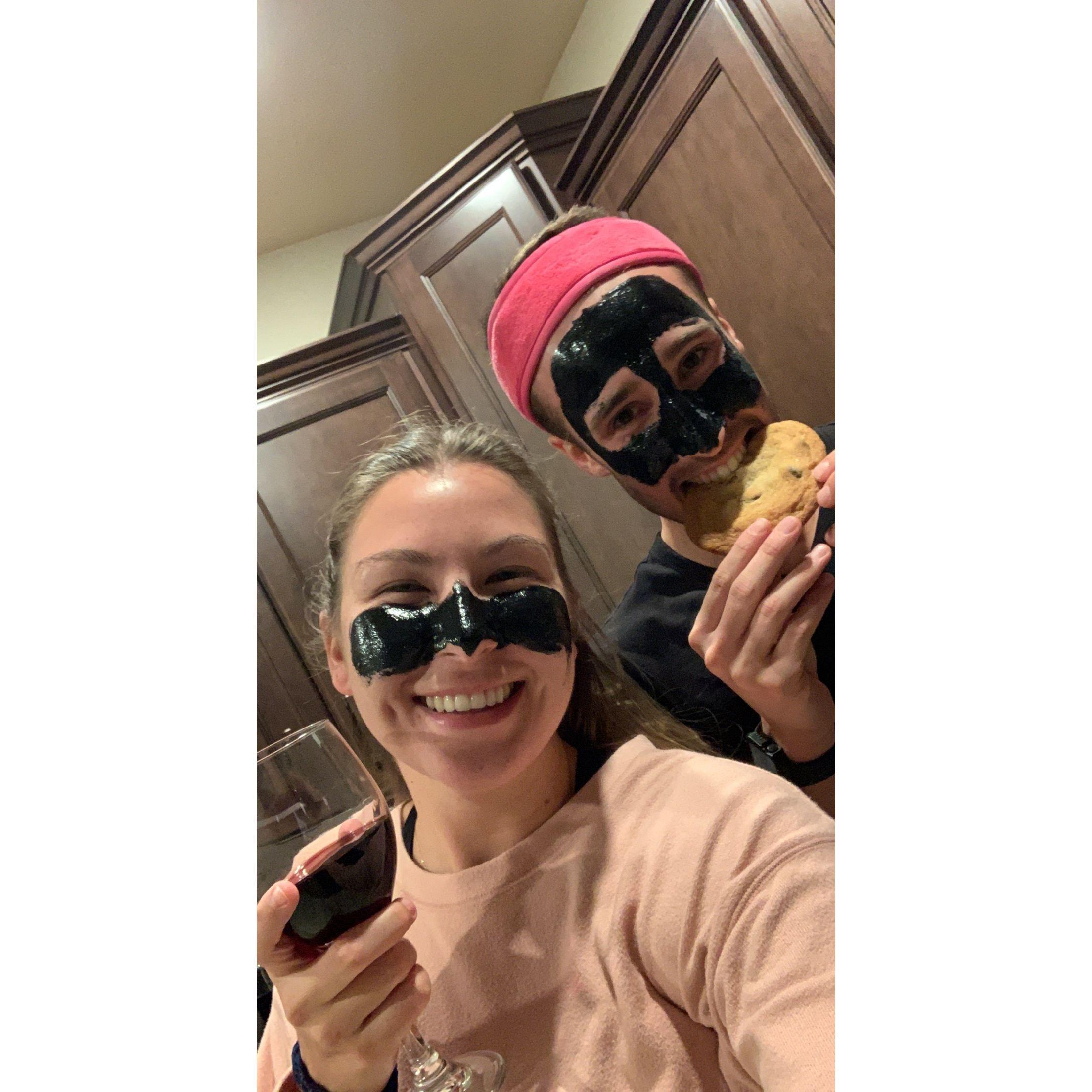 Facemasks, wine, and cookies